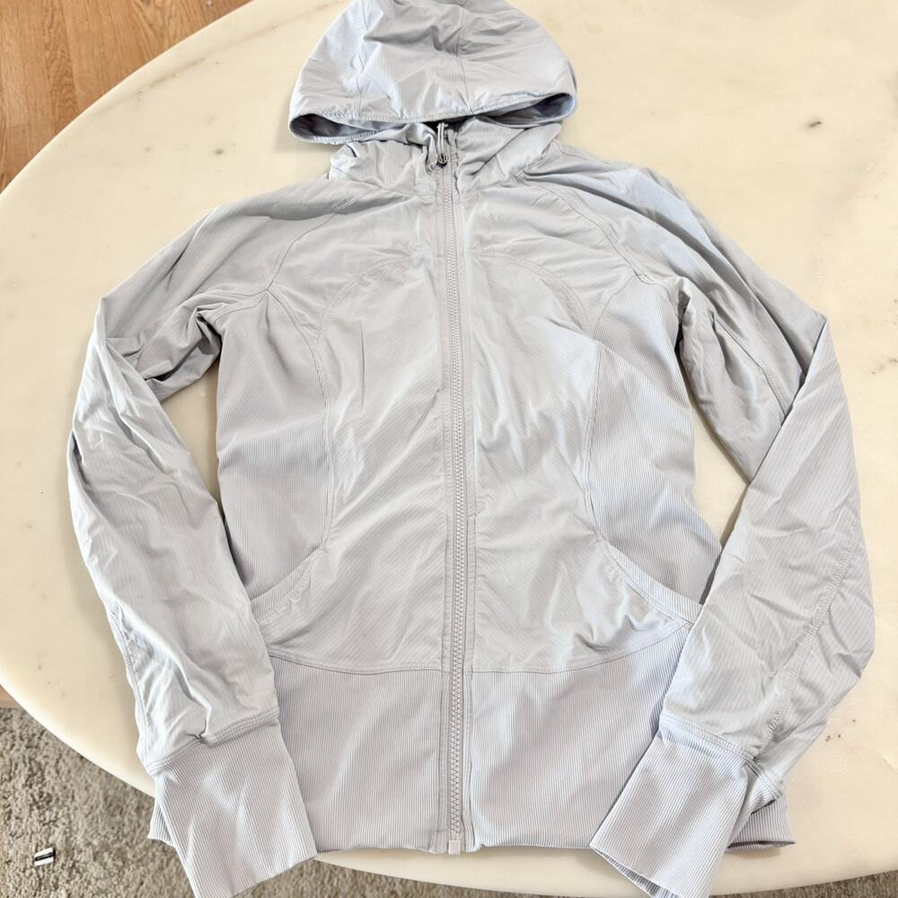 Lululemon Dance Studio Jacket Women 10 Blue Reversible Full Zip Hooded Athletic